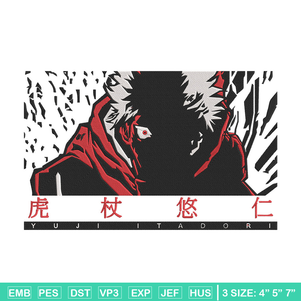 Yuji itadori Embroidery Design, Jujutsu Embroidery, Embroidery File, Anime Embroidery, Anime shirt, Digital download.jpg