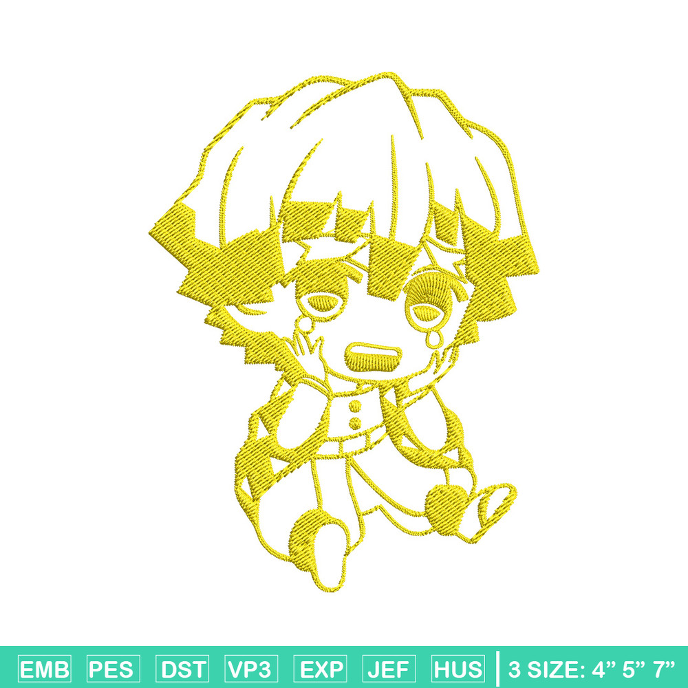 Zenitsu chibi Embroidery Design, Demon slayer Embroidery, Embroidery File, Anime Embroidery, Digital download.jpg