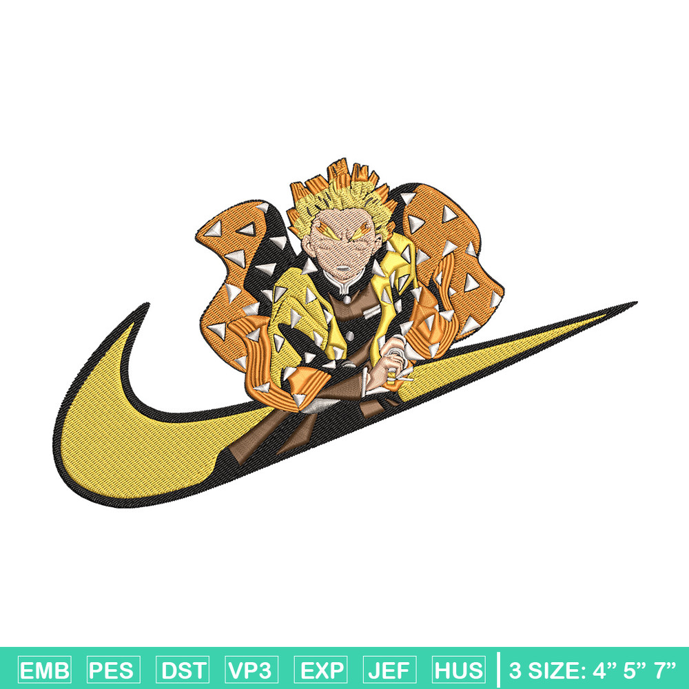 Zenitsu nike Embroidery Design, Demon slayer Embroidery, Embroidery File, Nike Embroidery, Anime shirt, Digital download.jpg
