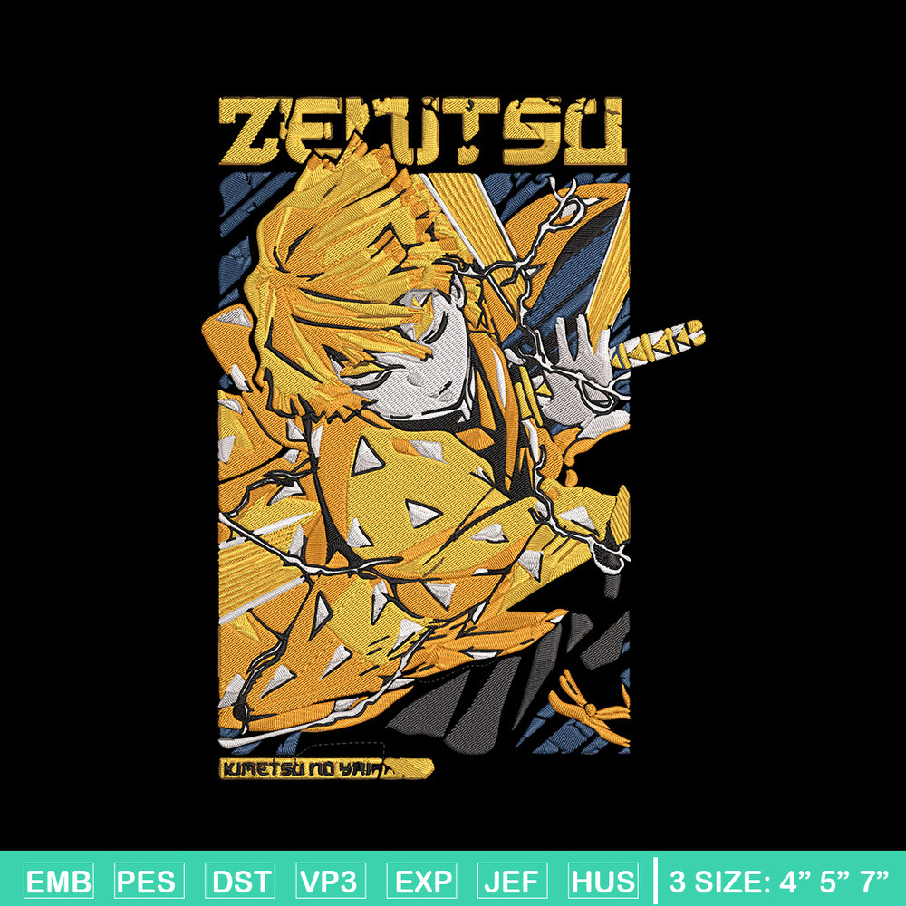 Zenitsu poster Embroidery Design, Demon slayer Embroidery, Embroidery File, Anime Embroidery, Digital download.jpg