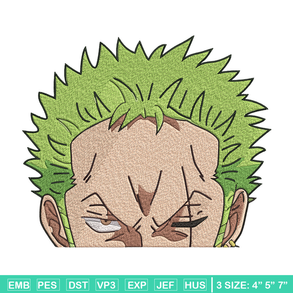 Zoro peeker Embroidery Design, One piece Embroidery, Embroidery File, Anime Embroidery,Anime shirt,Digital download.jpg