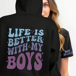 Life Is Better With My Boys Svg Png, Boy Mom Svg, Mom Shirt Design Svg Cut File for Cricut, Mom Life Svg, sleeve Design