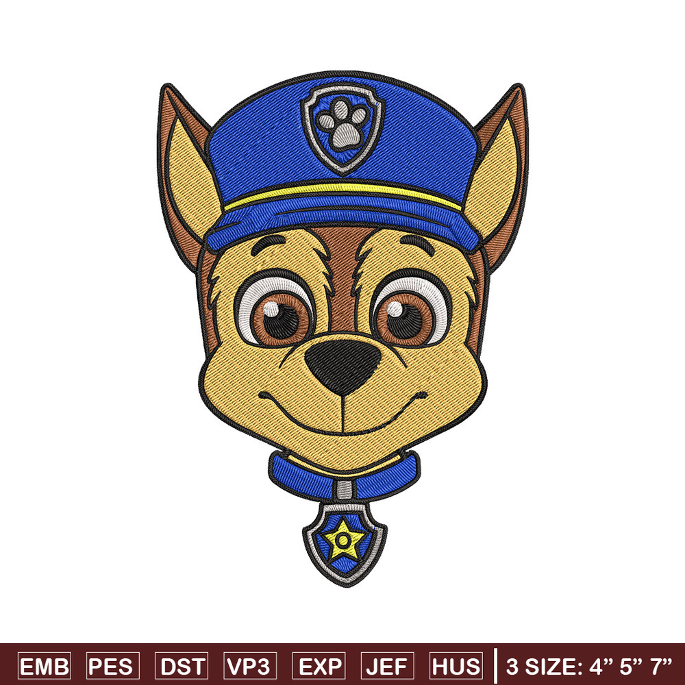 Chase dog Embroidery Design, Paw Patrol Embroidery, Embroidery File,Anime Embroidery, Anime shirt, Digital download.jpg