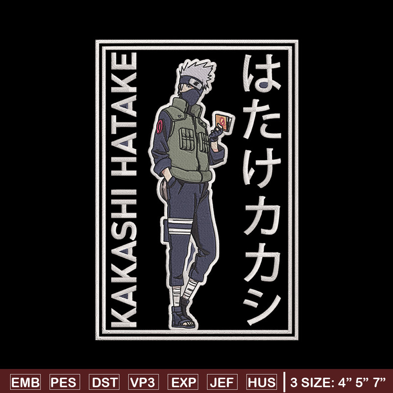 Hatake Kakashi Embroidery Design, Naruto Embroidery, Embroidery File, Anime Embroidery, Anime shirt,Digital download..jpg