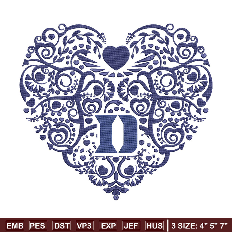 Duke University heart embroidery design, Sport embroidery, logo sport embroidery, Embroidery design,NCAA embroidery.jpg