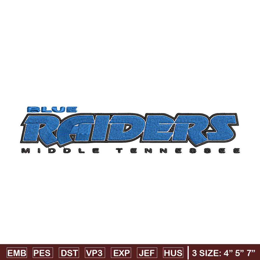 Middle Tennessee logo embroidery design, NCAA embroidery, Embroidery design,Logo sport embroidery,Sport embroidery.jpg