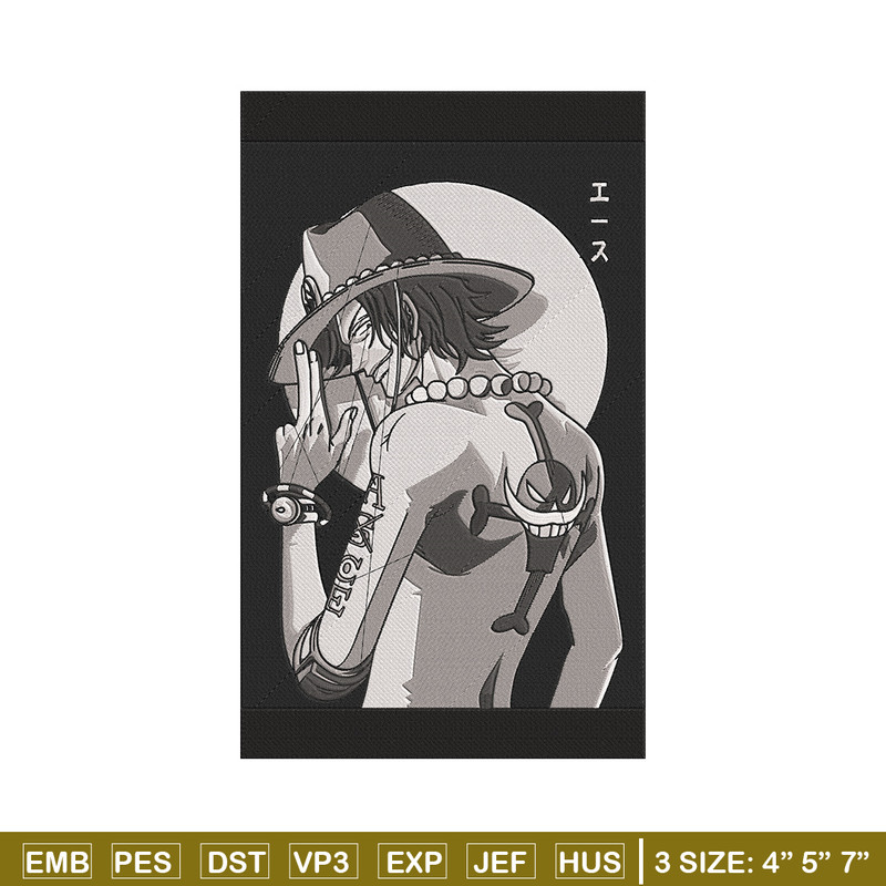 Ace poster Embroidery Design, One piece Embroidery, Embroidery File, Anime Embroidery, Anime shirt, Digital download.jpg
