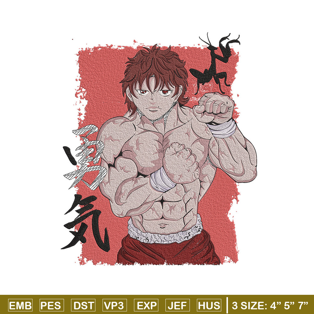 Baki poster Embroidery Design, Baki Embroidery, Embroidery File, Anime Embroidery, Anime shirt, Digital download.jpg