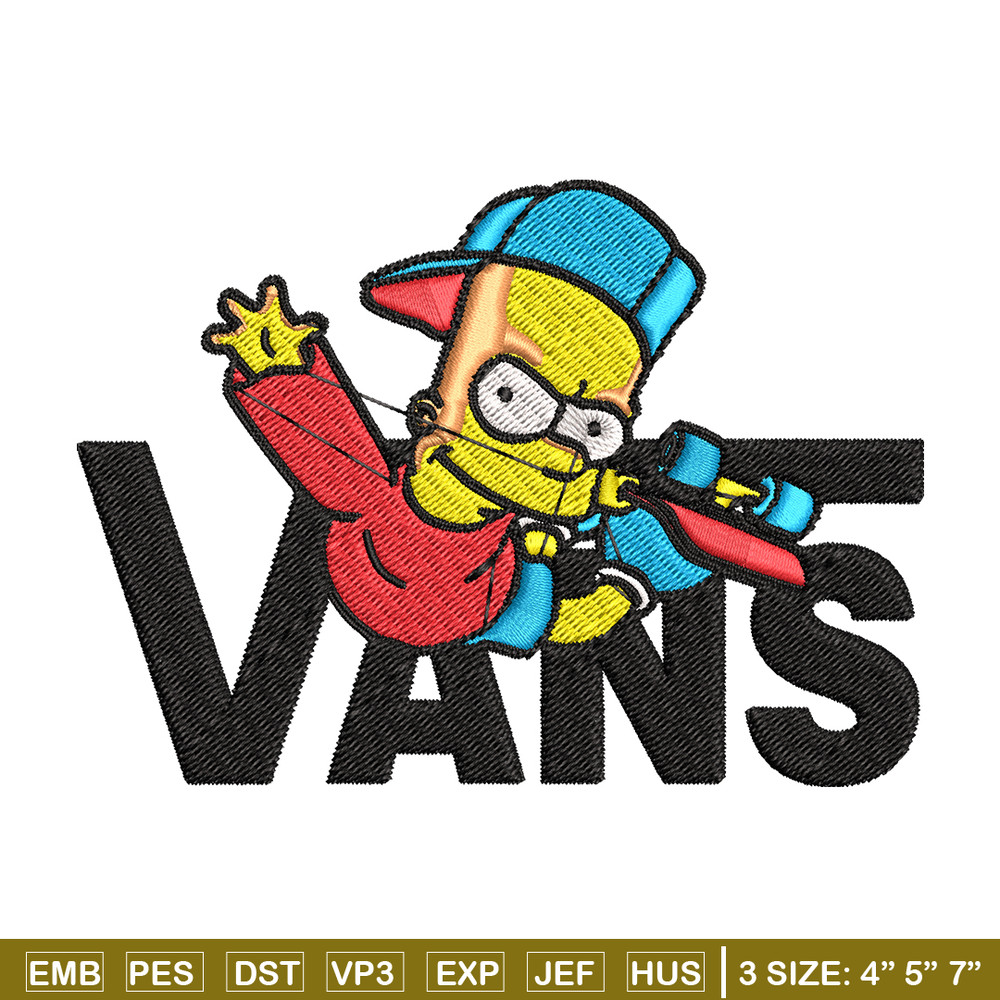 Bart Simpson Vans Embroidery design, Simpson Embroidery, cartoon design, Embroidery File, Digital download..jpg