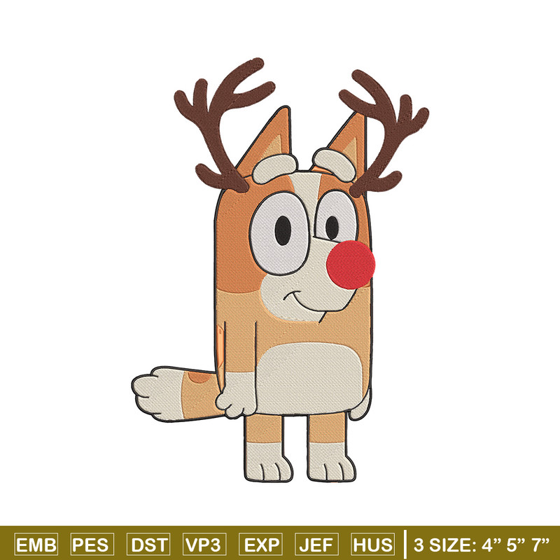 Bingo reineer Embroidery Design, Bluey Embroidery, Embroidery File, Chrismas Embroidery, Anime shirt, Digital download.jpg