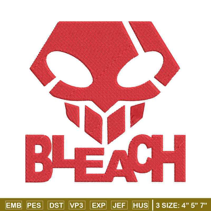 Bleach logo Embroidery Design, Bleach Embroidery, Embroidery File, Anime Embroidery, Anime shirt, Digital download.jpg