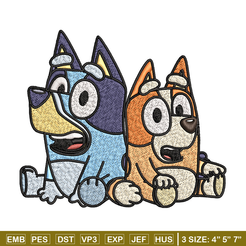 Bluey and Bingo Embroidery, Bluey Embroidery, Embroidery File, cartoon design, cartoon shirt, Digital download..jpg