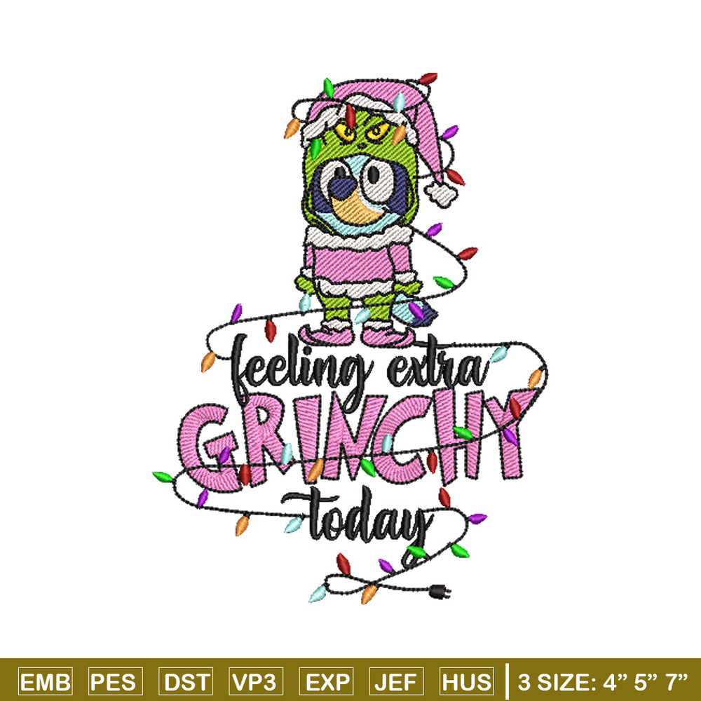 Bluey x grinch embroidery design, Bluey embroidery, Chrismas design, Embroidery file, Embroidery shirt, Digital download.jpg