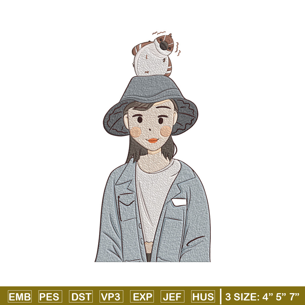 Cute girl Embroidery Design, Cartoon Embroidery, Embroidery File, Anime Embroidery, Anime shirt, Digital download.jpg