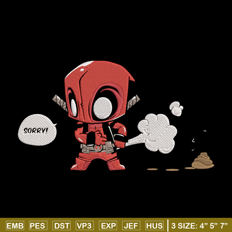 Deadpool chibi Embroidery Design, Deadpool Embroidery, Embroidery File, Anime Embroidery, Anime shirt, Digital download.jpg