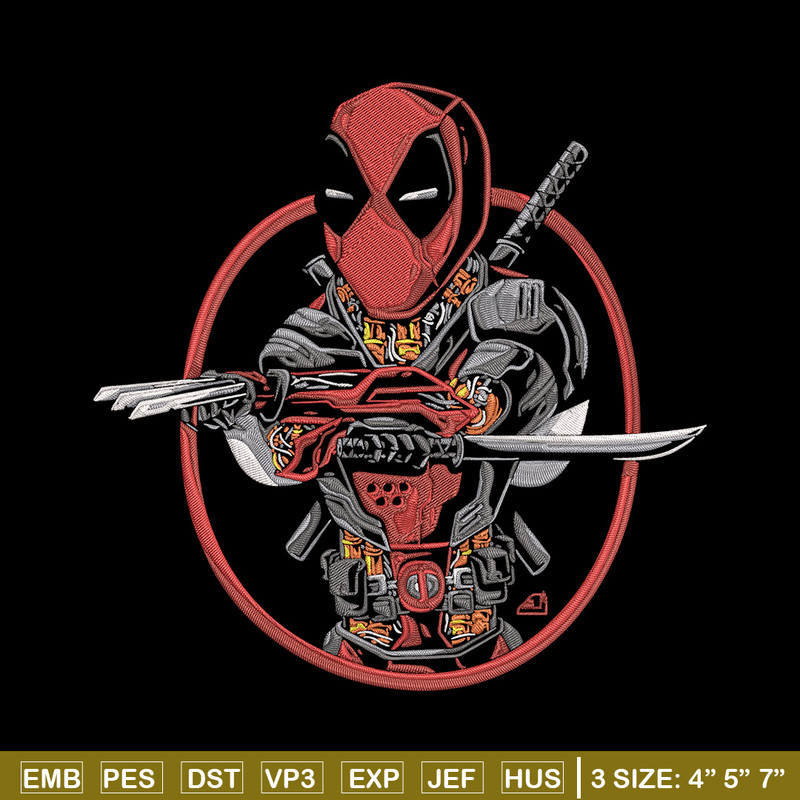 Deadpool circle Embroidery Design, Deadpool Embroidery, Embroidery File, Anime Embroidery, Anime shirt, Digital download.jpg