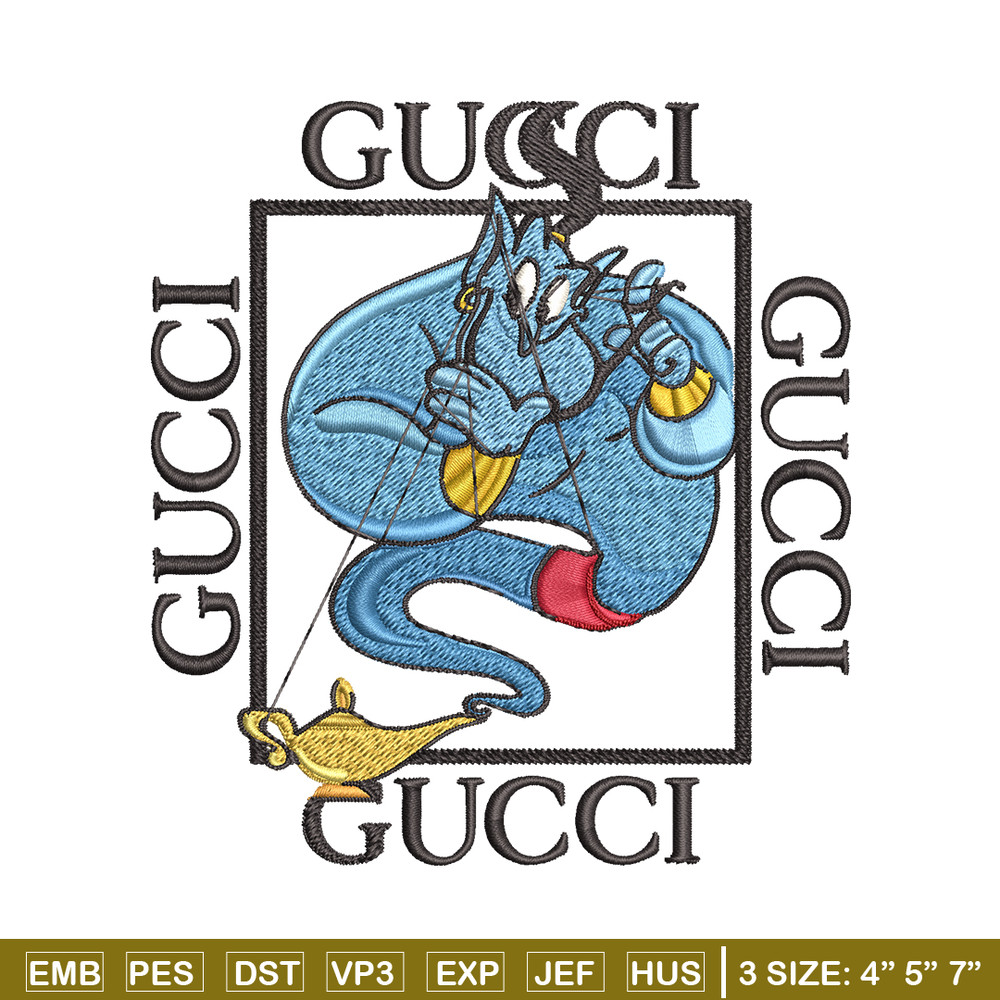 Genie gucci Embroidery design, Genie gucci Embroidery, cartoon design, Embroidery File, gucci logo, Instant download..jpg
