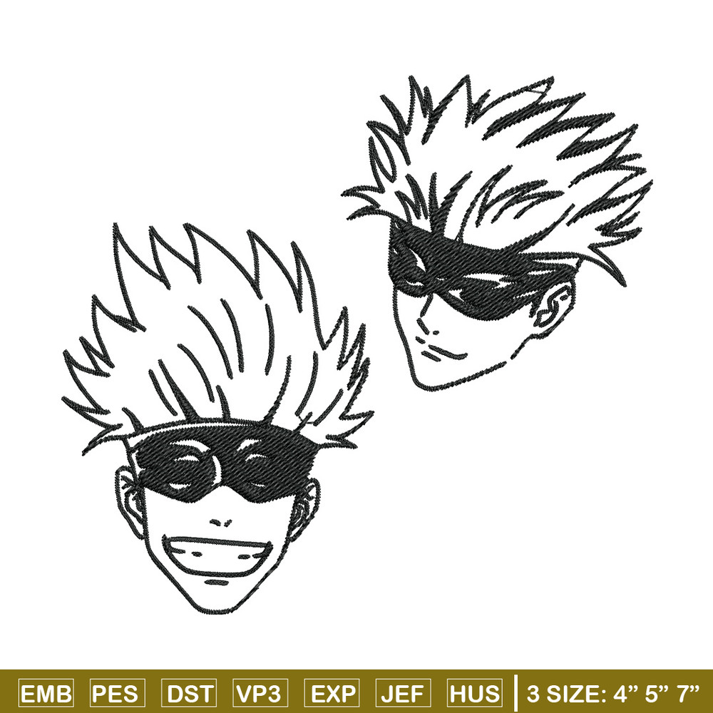 Gojo face Embroidery Design, Jujutsu Embroidery, Embroidery File, Anime Embroidery, Anime shirt, Digital download.jpg