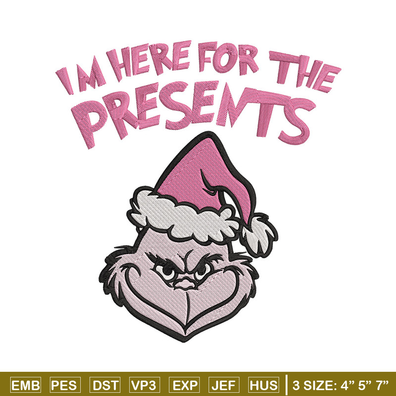 Grinch Im here Embroidery Design, Grinch Embroidery, Embroidery File, Chrismas Embroidery, Anime shirt, Digital download.jpg