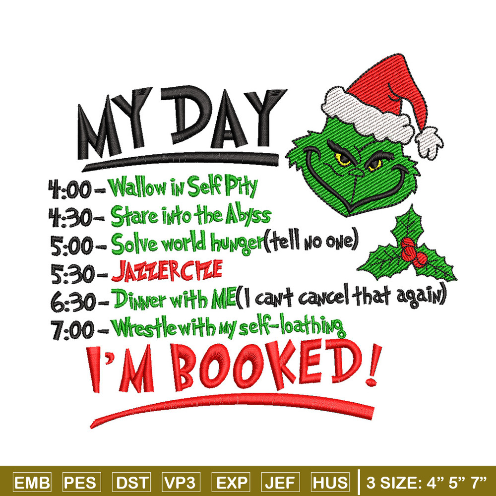 Grinch my day embroidery design, Grinch embroidery, Chrismas design,Embroidery shirt, Embroidery file, Digital download.jpg