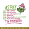 Grinch my day embroidery design,Chrismas design, Embroidery shirt, Embroidery file, Grinch embroidery, Digital download.jpg