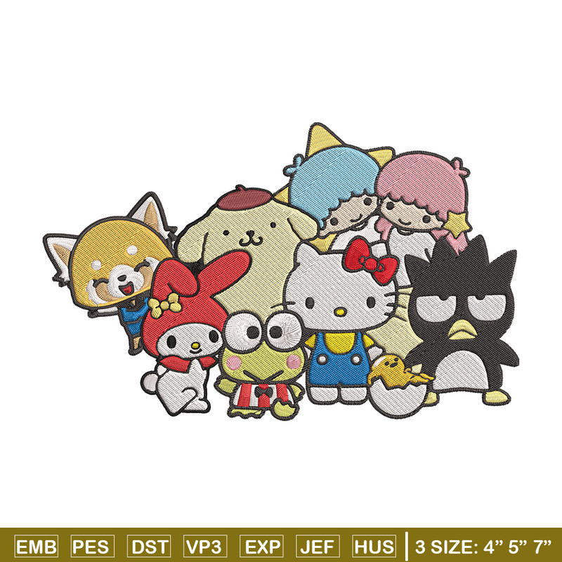 Hello Kitty friends Embroidery Design, Hello kitty Embroidery, Embroidery File, Anime Embroidery, Digital download.jpg