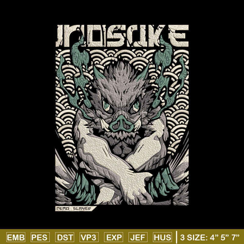 Inosuka poster Embroidery Design, Demon slayer Embroidery,Embroidery File,Anime Embroidery,Anime shirt,Digital download.jpg