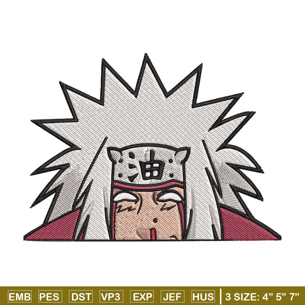 Jiraiya Peeker Embroidery Design, Naruto Embroidery, Embroidery File, Anime Embroidery, Anime shirt, Digital download.jpg