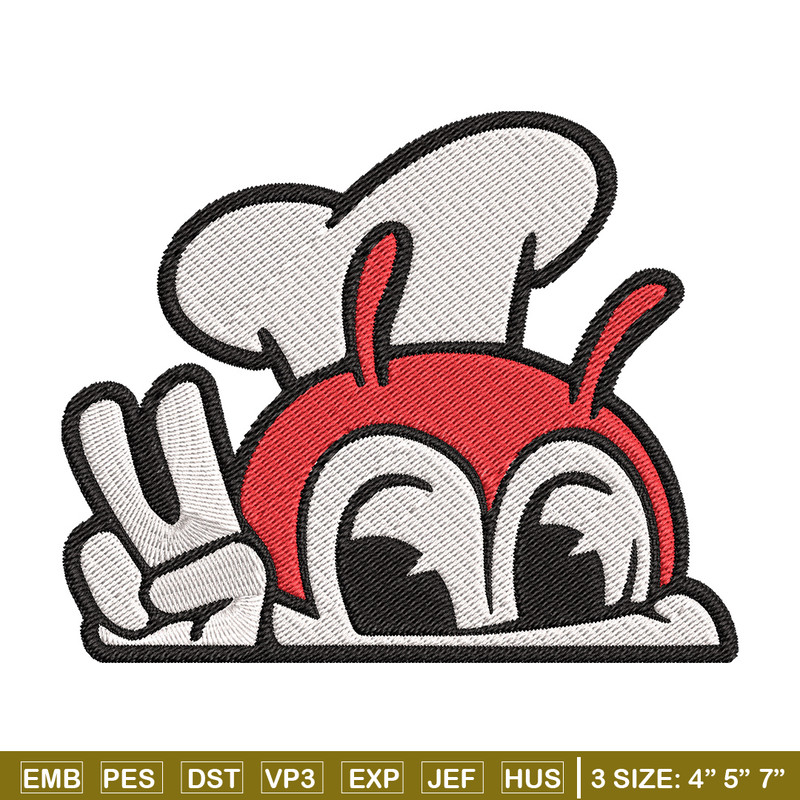 Jollibee Peek Embroidery Design, Logo Embroidery, Embroidery File, Anime Embroidery, Anime shirt, Digital download.jpg