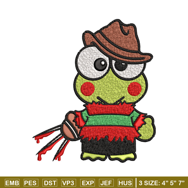 Keroppi Freddy Krueger Embroidery design, Horror Embroidery, horror design, Embroidery File, Digital download..jpg
