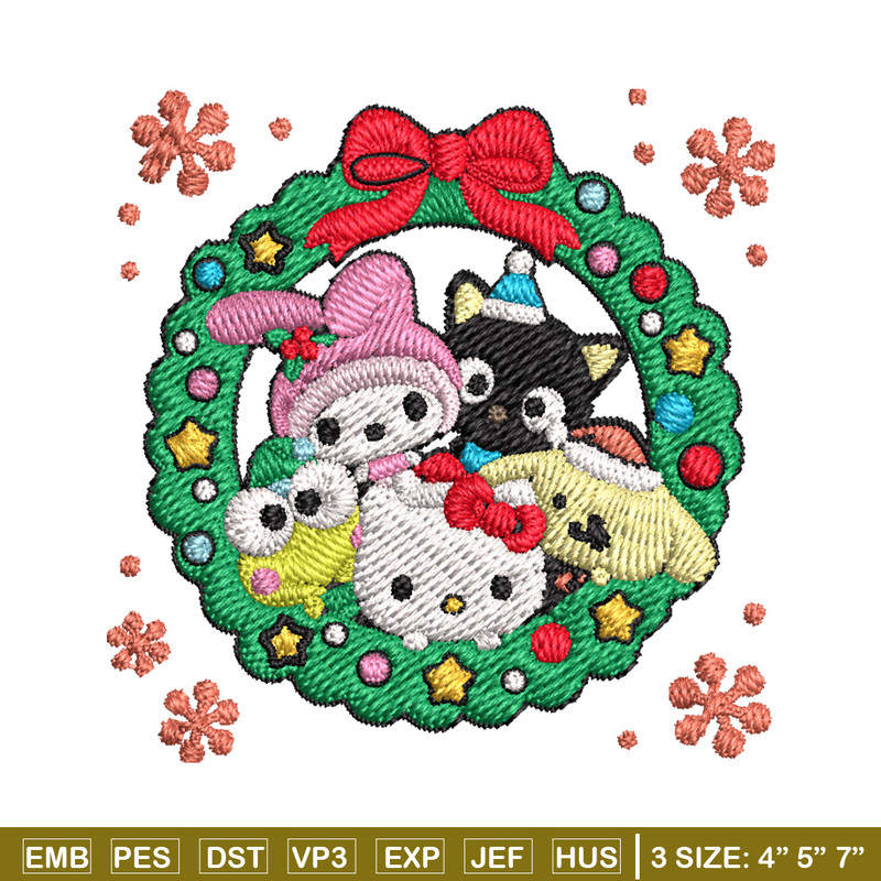 Kitty friends Embroidery Design,Hello kitty Embroidery,Embroidery File,Chrismas Embroidery,Anime shirt, Digital download.jpg