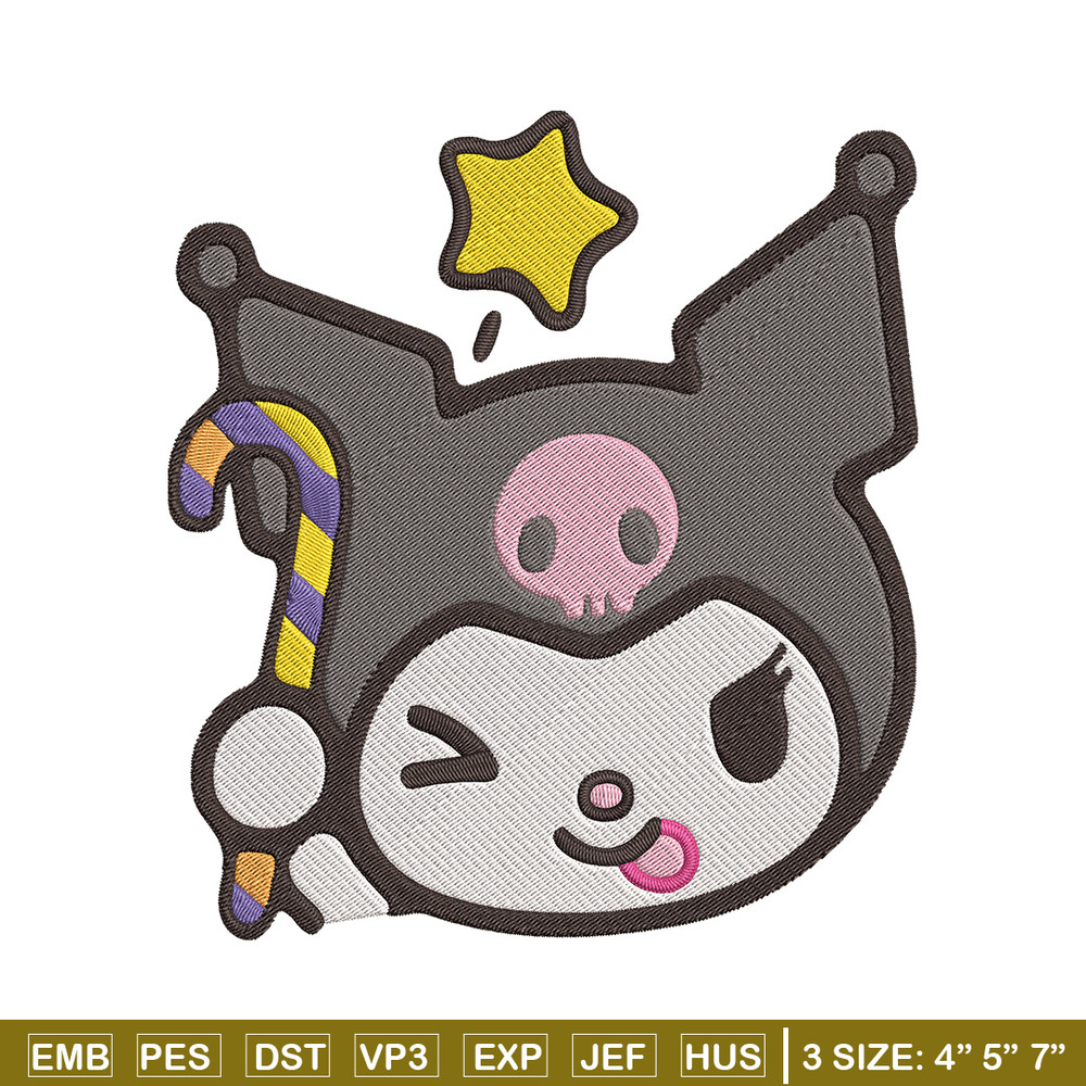 Kuromi face Embroidery Design, Hello kitty Embroidery, Embroidery File,Anime Embroidery, Anime shirt, Digital download.jpg