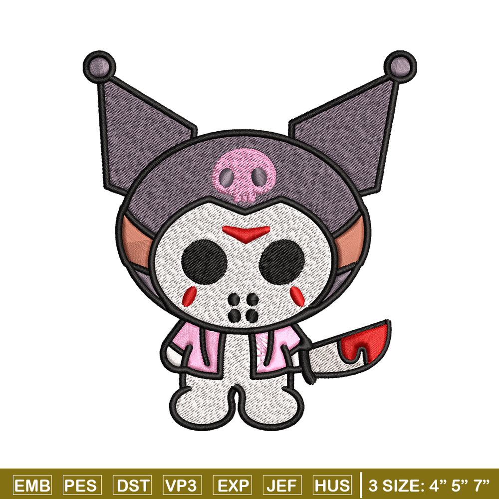 Kuromi Jason Voorhees Embroidery design, Halloween Embroidery, cartoon design, Embroidery File, Digital download.jpg