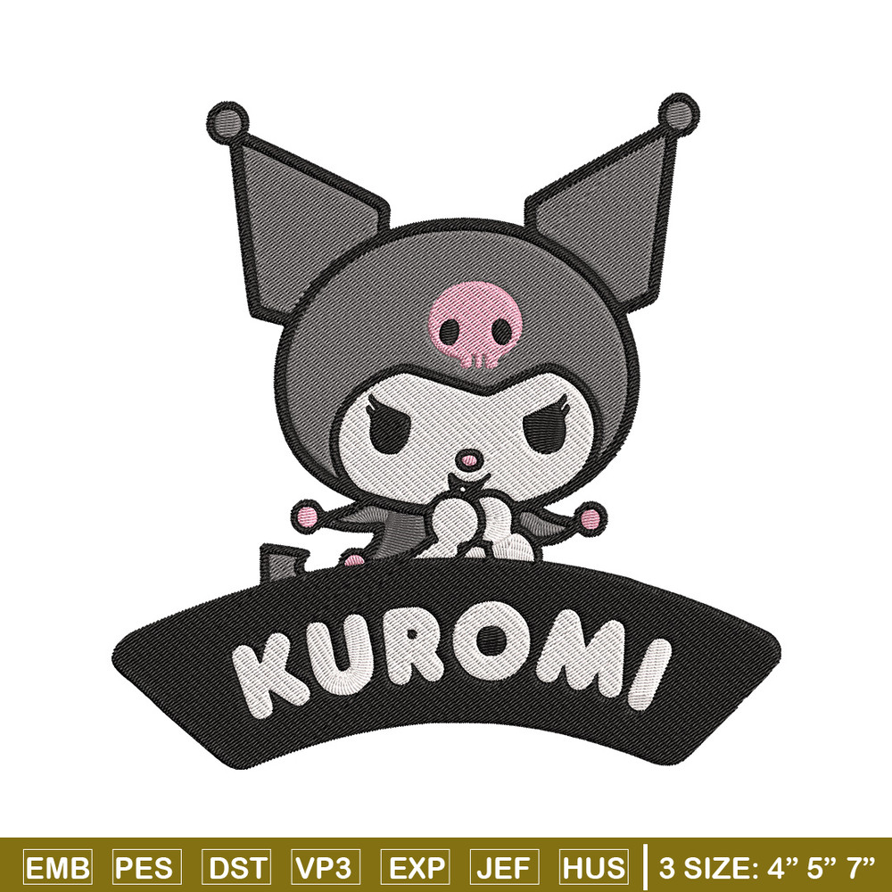 Kuromi logo Embroidery Design, Hello kitty Embroidery, Embroidery File, Anime Embroidery, Anime shirt, Digital download.jpg