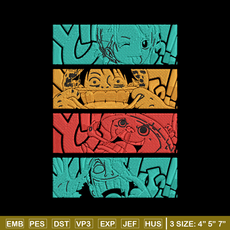 Luffy friends Embroidery Design,One piece Embroidery, Embroidery File, Anime Embroidery, Anime shirt, Digital download.jpg