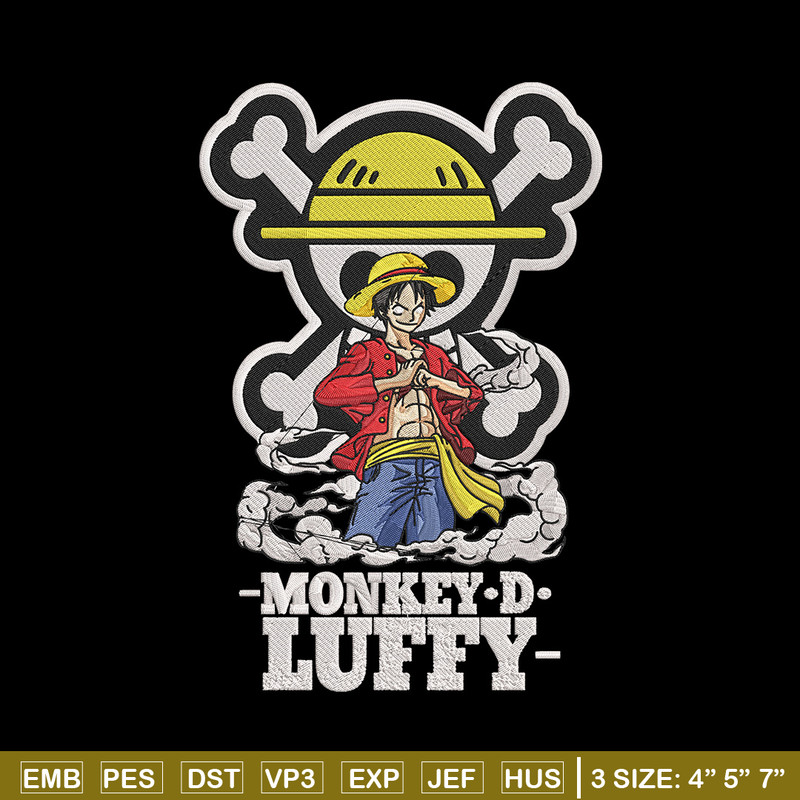 Luffy poster Embroidery Design, One piece Embroidery, Embroidery File, Anime Embroidery, Anime shirt, Digital download.jpg