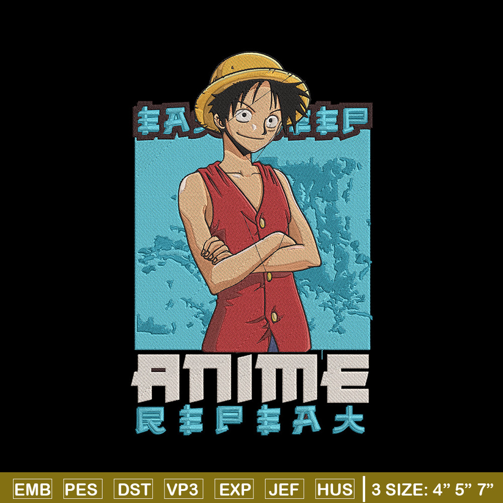 Luffy poster Embroidery Design, One piece Embroidery, Embroidery File, Anime Embroidery, Anime shirt,Digital download.jpg