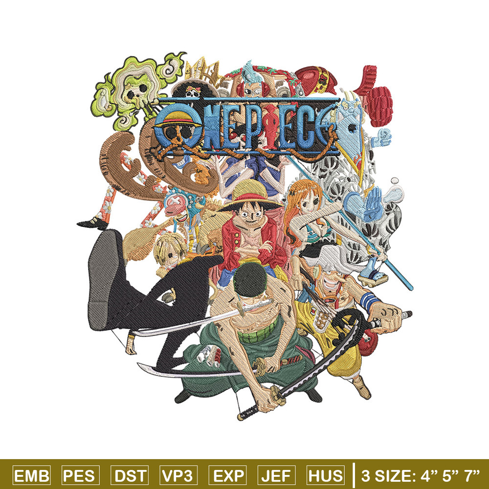 Luffy team Embroidery Design, One piece Embroidery, Embroidery File, Anime Embroidery, Anime shirt, Digital download.jpg