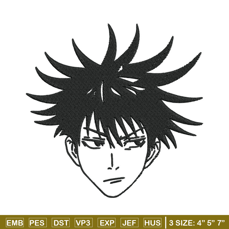Megumi face Embroidery Design, Jujutsu Embroidery, Embroidery File, Anime Embroidery, Anime shirt, Digital download.jpg