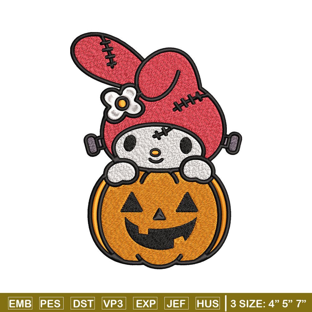 Melody pumpkin Embroidery design, Halloween Hello kitty Embroidery, cartoon design, Embroidery File, Digital download..jpg