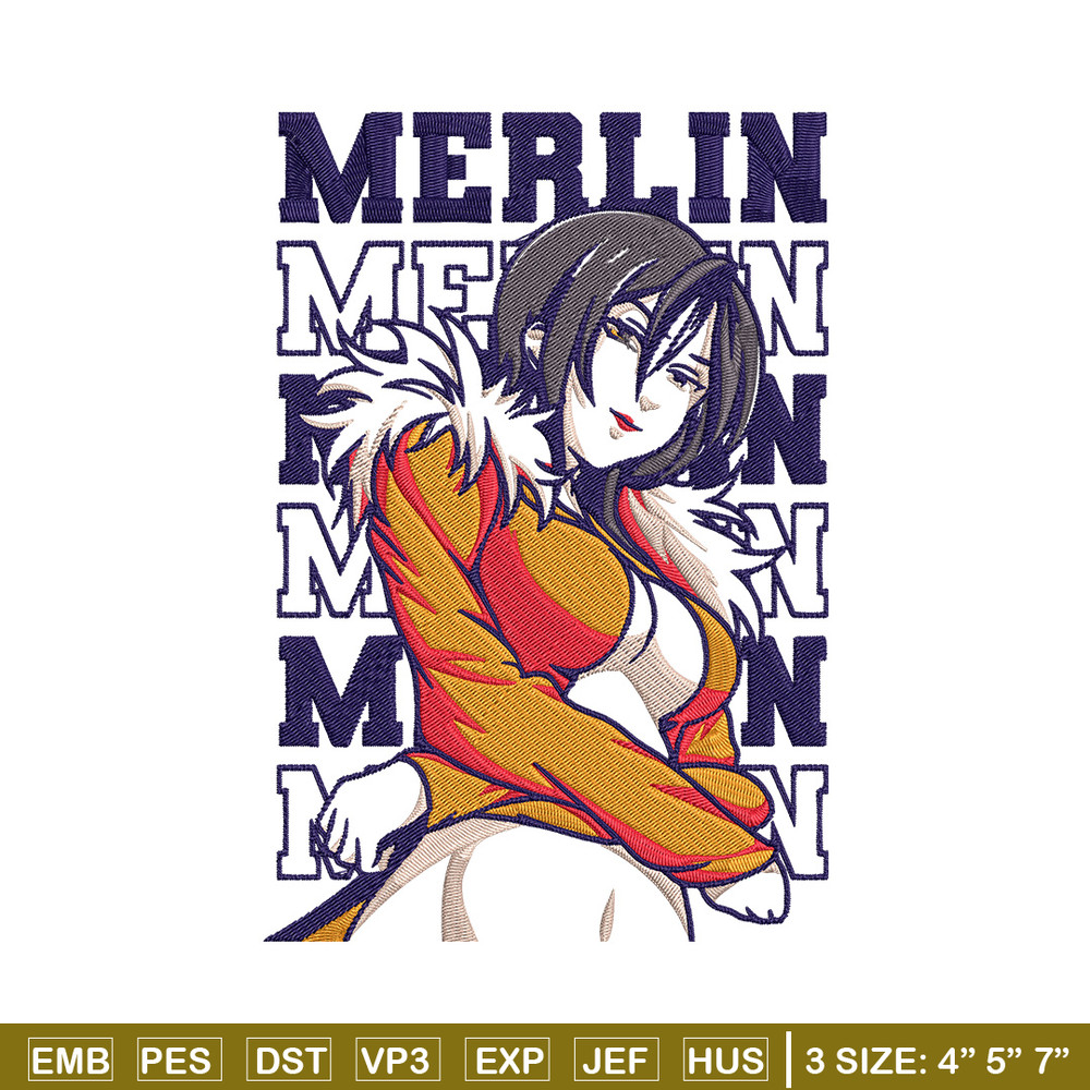 Merlin Embroidery Design, Seven Deadly Sins Embroidery, Embroidery File, Anime Embroidery, Anime shirt, Digital download.jpg
