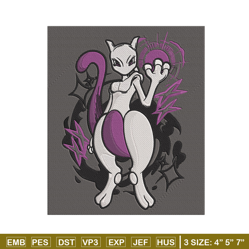 Mewtwo poster Embroidery Design, Pokemon Embroidery, Embroidery File, Anime Embroidery, Anime shirt, Digital download.jpg