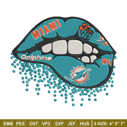 Miami Dolphins dripping lips embroidery design, Miami Dolphins embroidery, NFL embroidery, logo sport embroidery.