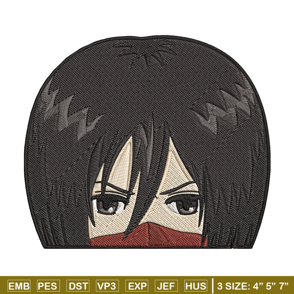 Mikasa Peeker Embroidery Design, Aot Embroidery, Embroidery File, Anime Embroidery, Anime shirt, Digital download.jpg