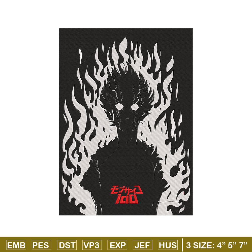 Mob 100 poster Embroidery Design, Mob 100 Embroidery, Embroidery File, Anime Embroidery, Anime shirt, Digital download.jpg