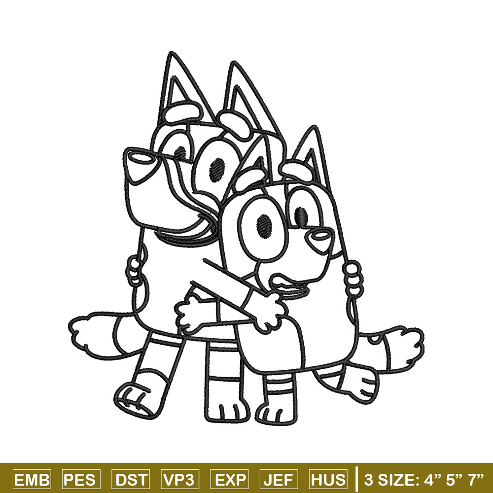 Mom and Dad Bluey Coloring Pages Embroidery, Bluey Embroidery, Embroidery File, cartoon design, Digital download..jpg