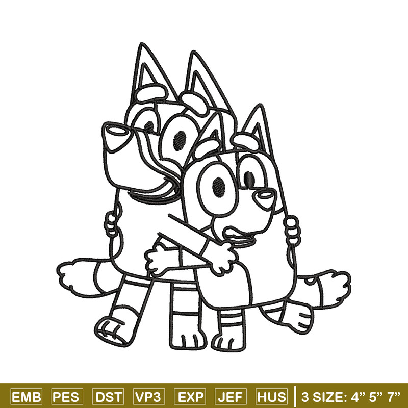 Mom and Dad Bluey Coloring Pages Embroidery, Bluey Embroidery, Embroidery File, cartoon design, Digital download..jpg