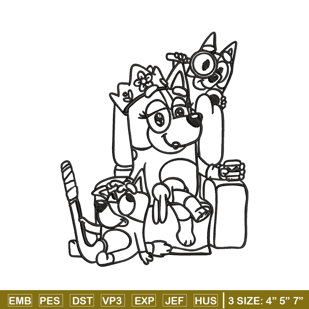 Mum bluey bingo Coloring Pages Embroidery, Bluey Embroidery, Embroidery File, cartoon design, Digital download..jpg