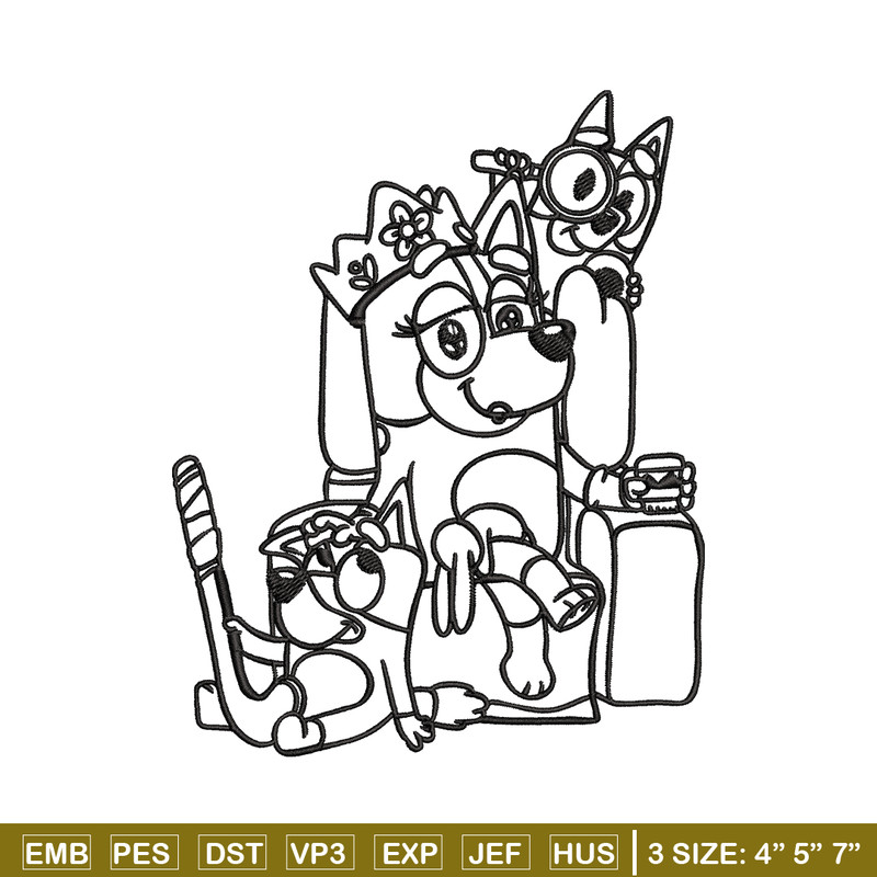 Mum bluey bingo Coloring Pages Embroidery, Bluey Embroidery, Embroidery File, cartoon design, Digital download..jpg