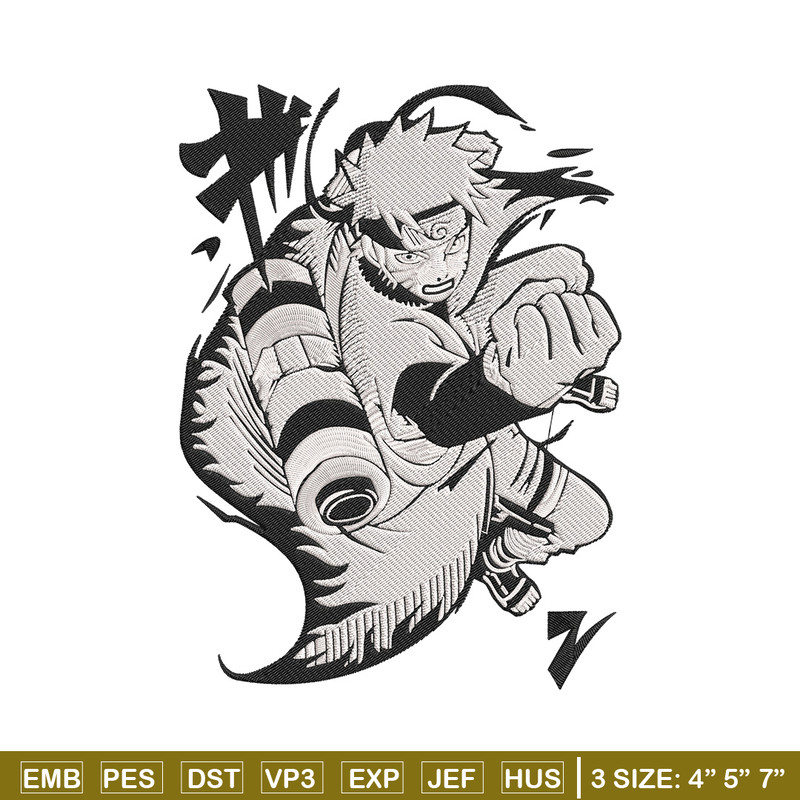 Naruto black white Embroidery Design, Naruto Embroidery, Embroidery File, Anime Embroidery, Anime shirt,Digital download.jpg